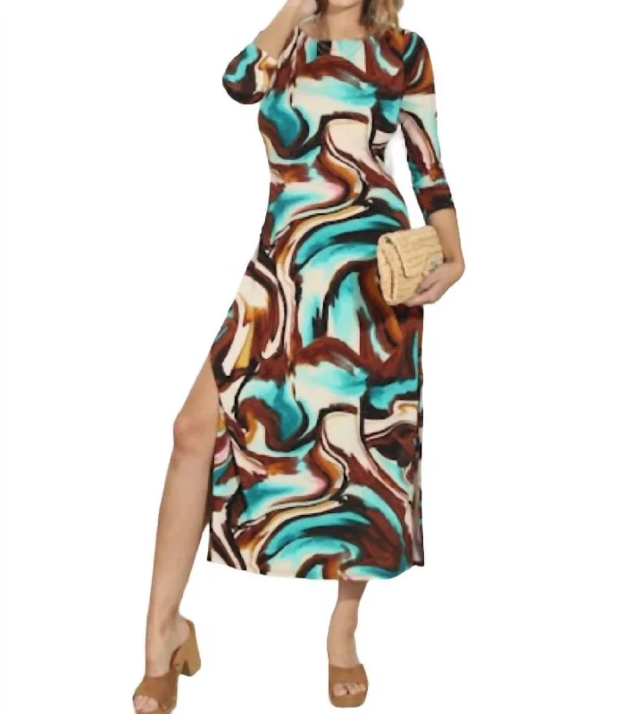 Women's Functional Outdoor Garments End-Of-Season Clearance Low Back Midi Dress In Multi