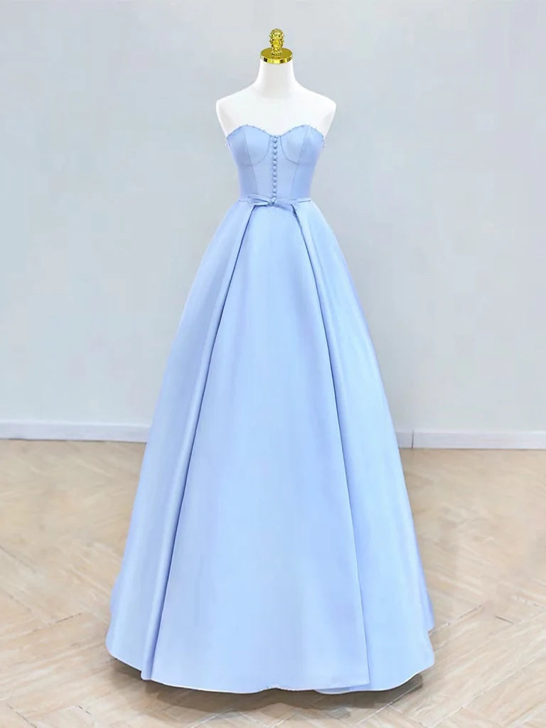 Women's Sports Apparel Elegant Simplicity Wardrobe Amzcw A-Line Sweetheart Neck Satin Blue Long Prom Dress aBlue Long Formal Dress prom dresses shops