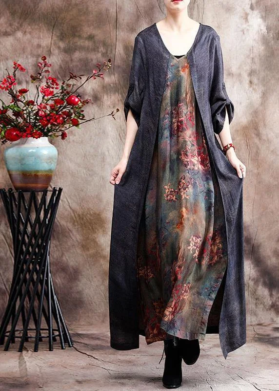 Women's Professional Apparel Style Breakthroughs Classy Patchwork Print Maxi Dress Caftan Gown