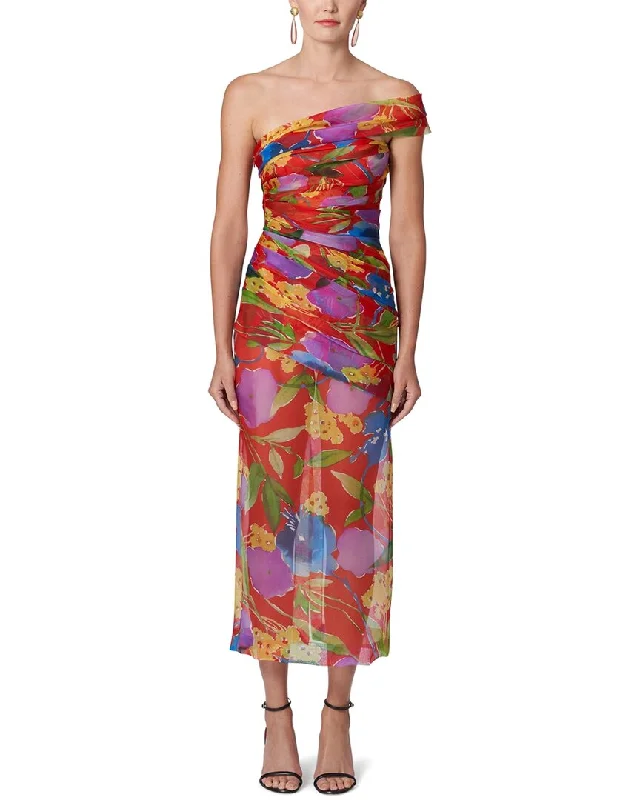 Women's High-Fashion Garments Elegant Attire For The Modern Lady Carolina Herrera Ruched Silk Midi Dress