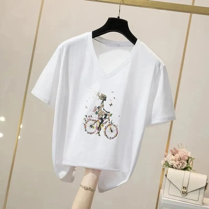 Women's Holiday Attire Dive Into Trendy Women's Fashion Cycler-Print T-Shirts For Women