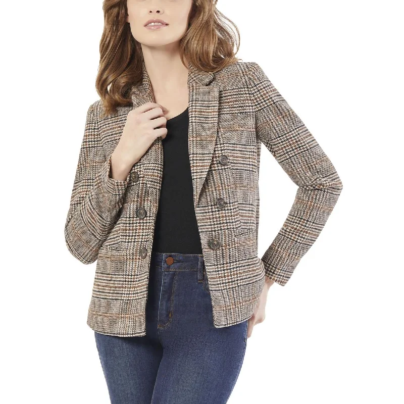 Women's Everyday Garments Spring Fashion Womens Houndstooth Shoulder Pads Two-Button Blazer