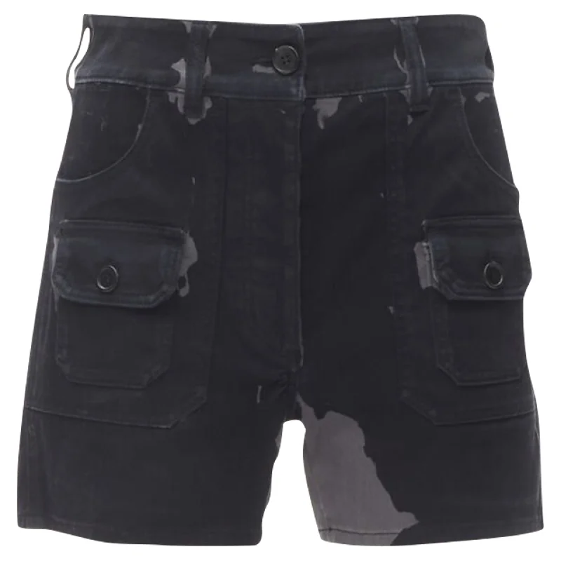 Women's Travel Attire New Styles Just In Prada camo denim triangle logo cargo pocket shorts