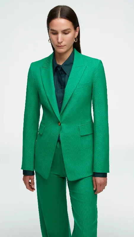 Women's Sports Apparel Latest Trends Single Button Blazer in Seasonless Wool | Kelly Green