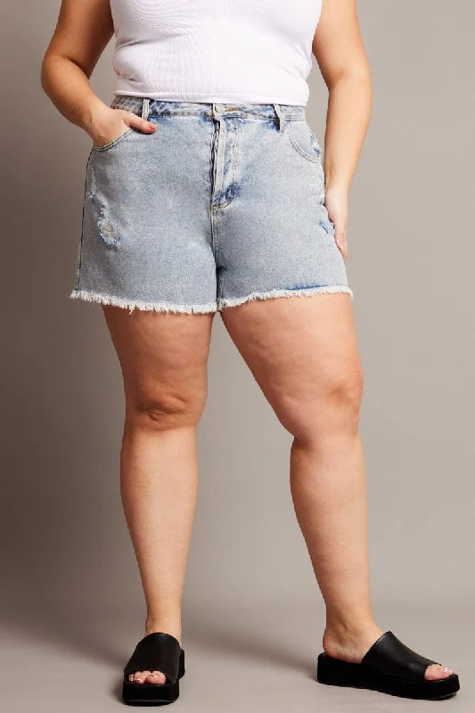 Women's High-Fashion Clothes Limited Quantities Denim Relaxed Shorts High Rise Distressed Hem