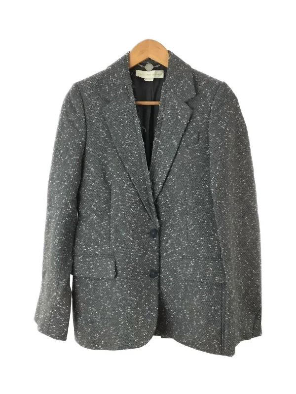 Women's Clothing For Special Occasions Additional Time-Limited Offers Women's Tweed 2 Button Single Breasted Blazer With Raw Hem In Grey