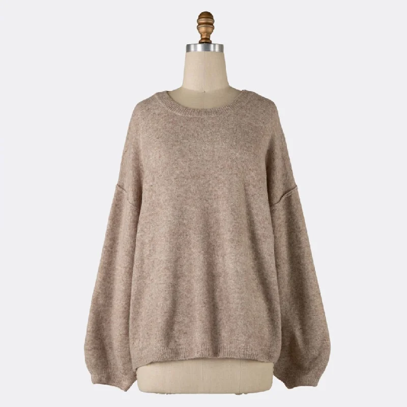 Women's Luxury Attire Feminine Charm Knit Sweater (Taupe)