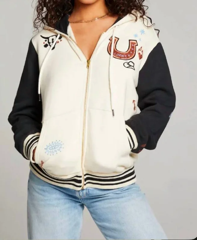 Casual Garments For Women Versatile Wardrobe Essentials Lady Luck Zip Up Hoodie In Whitecap Gray