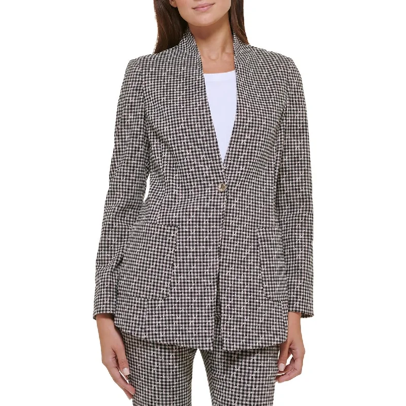 Women's Outdoor Activity Garments Wardrobe Essentials Womens Printed Padded Shoulder One-Button Blazer