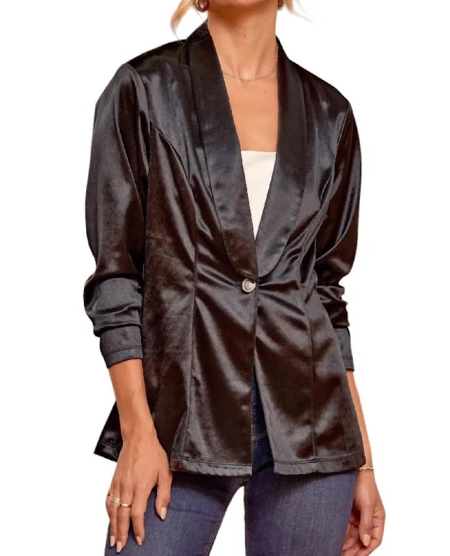 Women's Vintage Clothes From Casual To Classy Keep The Faith Satin Blazer In Black