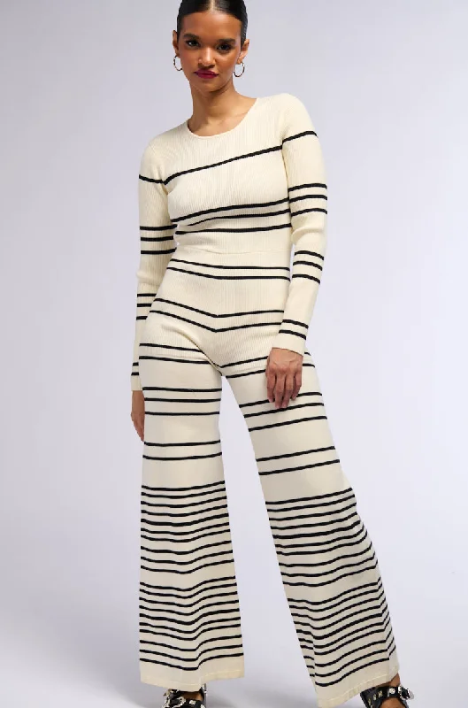 Women's Charming Outfit For Events Limited Time Deal DONNA STRIPED KNIT JUMPSUIT