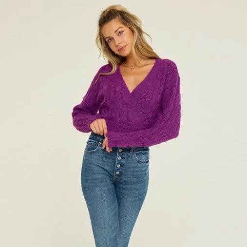 Women's Wedding Apparel Save On Inspired Styles Knit Wrap Sweater (Violet Night)