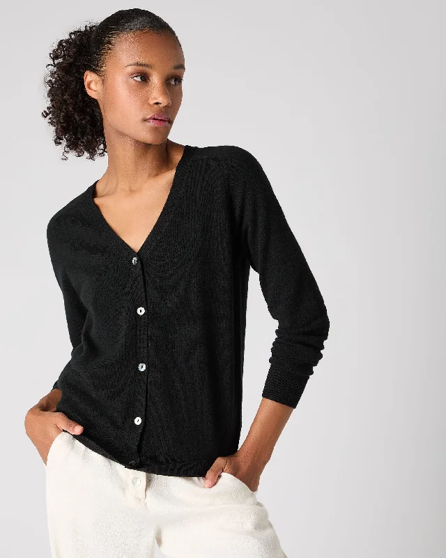 Fashion-Forward Women's Clothing Season Sale Women's Lara V Neck Cashmere Cardigan Black