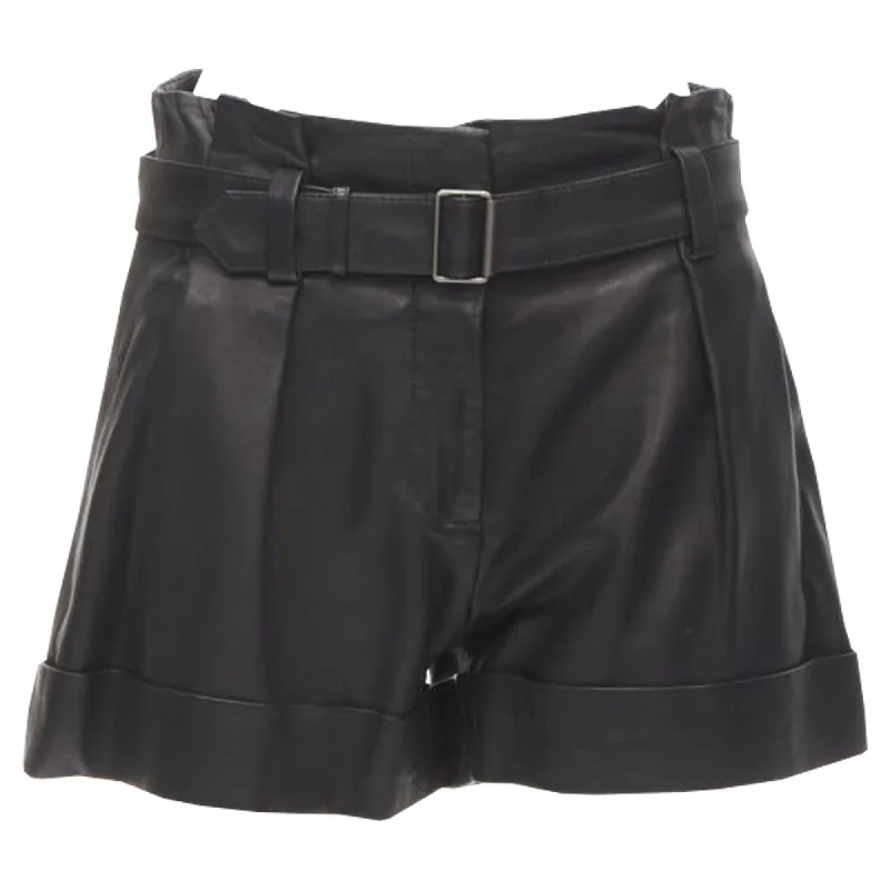 Women's Sporty Chic Clothes Limited Time Deal Theory leather belted paperbag cuffed shorts