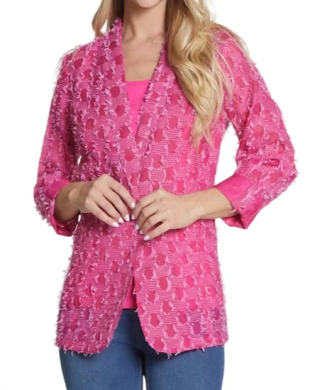 Women's Clothes For Outdoor Events All Season Basics Discount Shawl Collar 1-Button Jacket In Deep Fuchsia