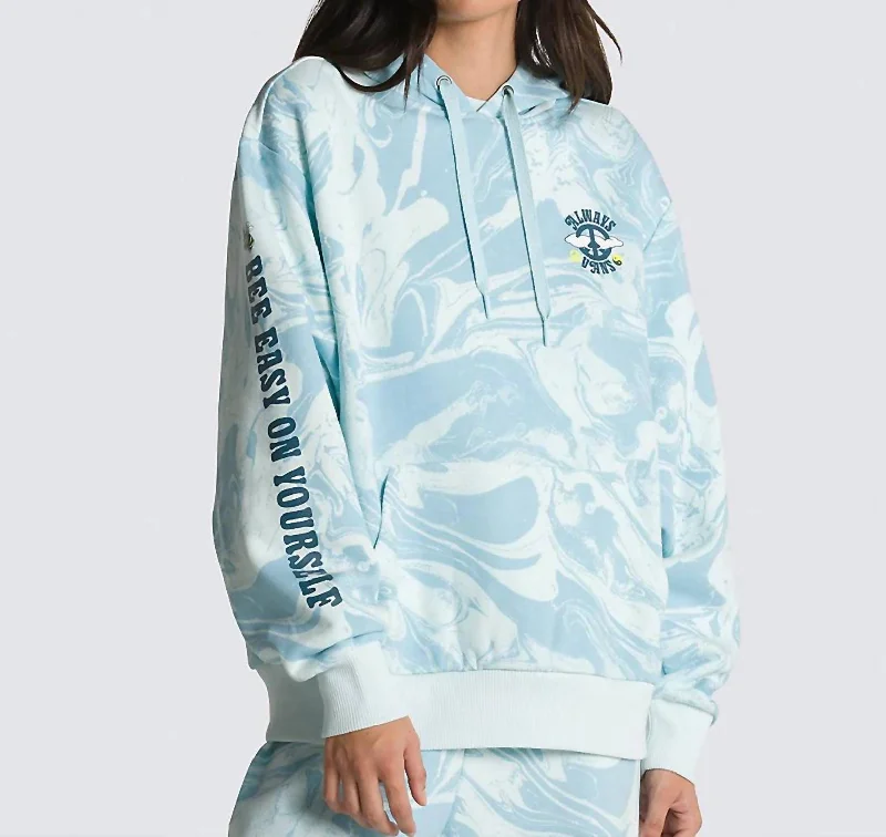 Women's Athletic Garments Trend Setting Wardrobe Marble Print Hoodie In Blue Glow