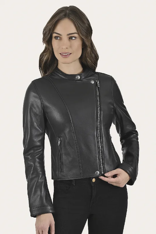 Women's Apparel Alluring Design Modern Biker-racer Leather Jacket