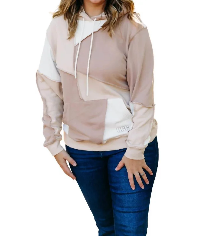 Women's Trendy Casual Clothes Luxe Layering Raini Piecework Hoodie In Sand Multi