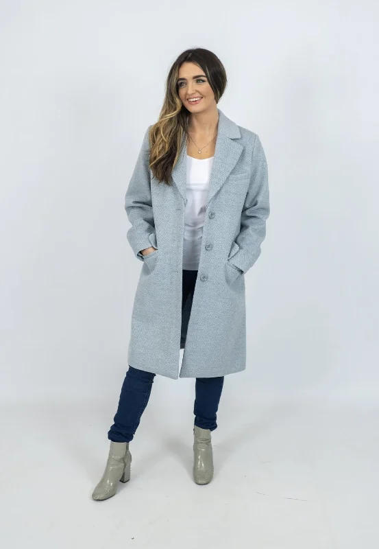 Charming Women's Outfit For Special Occasions Exclusive Sale Md'M Blue Wool Coat