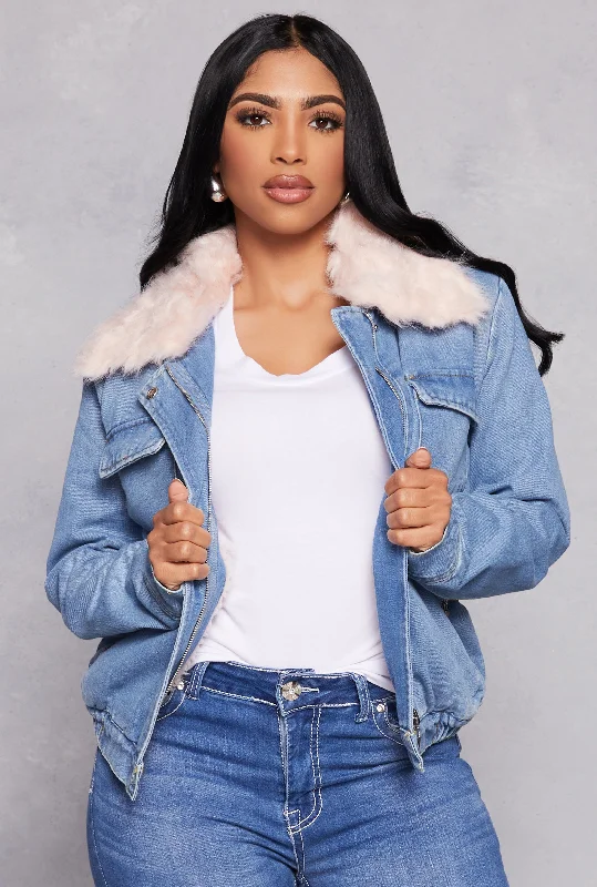 Women's Occasion Wear Apparel Today Only Haute Monde Sherpa Lined Denim Jacket