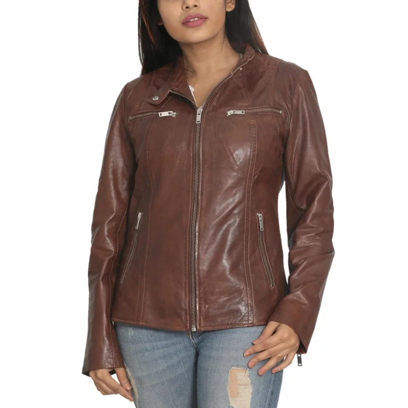 Women's Comfortable Garments Elegant Details Women's Leather Jacket