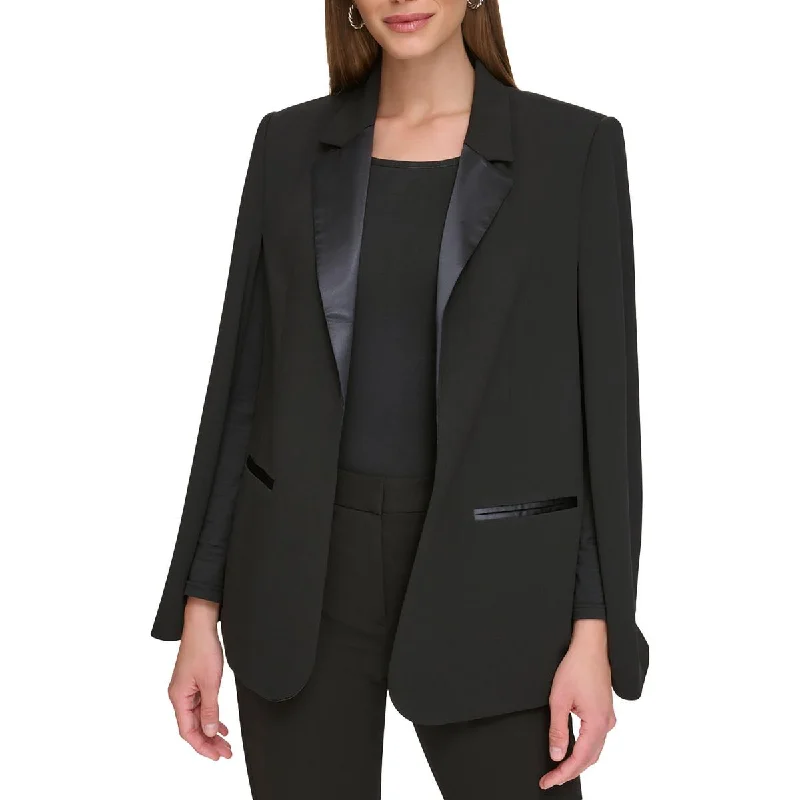 Chic Women's Garments Exclusive Discount Womens Shoulder Pads Tuxedo Open-Front Blazer