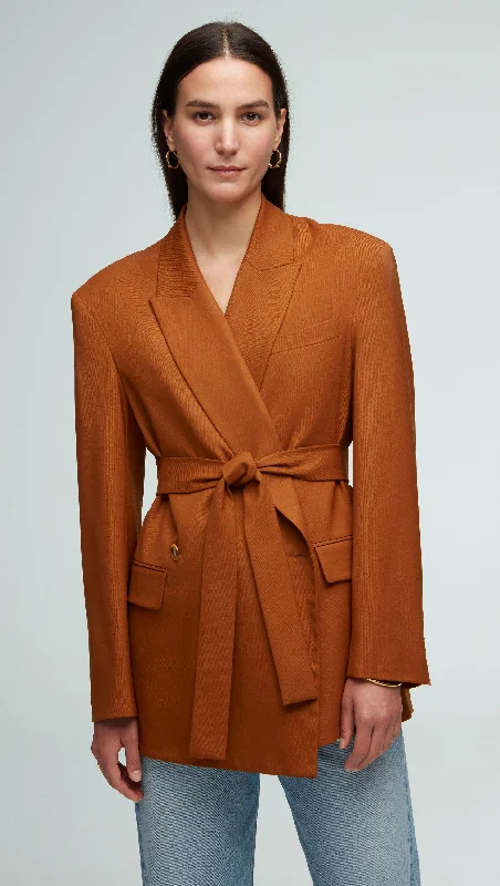 Women's Clothing Hot Deals Belted Blazer in Seasonless Wool | Cognac