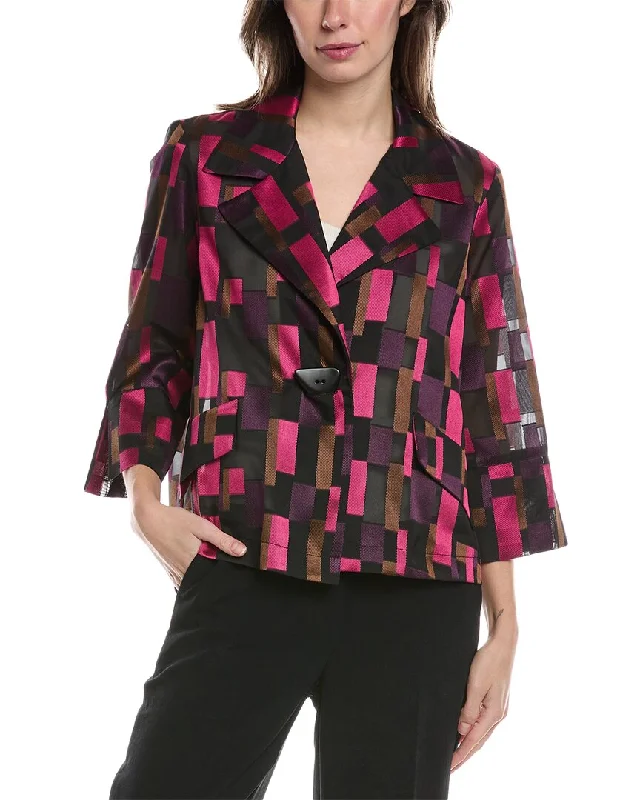 Women's Vacation Garments Beat The Heat In Tropical Styles Joseph Ribkoff Burnout Jacket