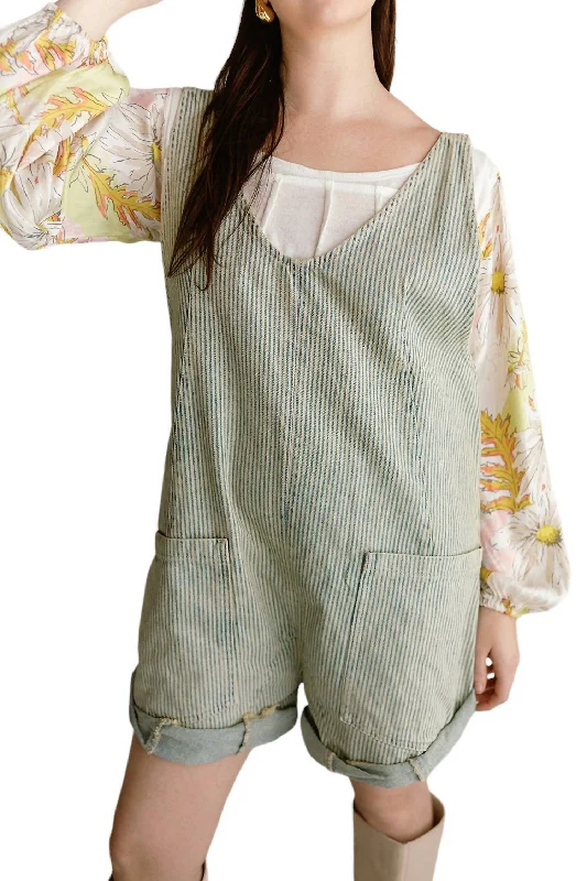 Stylish Women's Outfit Limited Stock High Roller Railroad Shortall In Pillow Talk Stripe