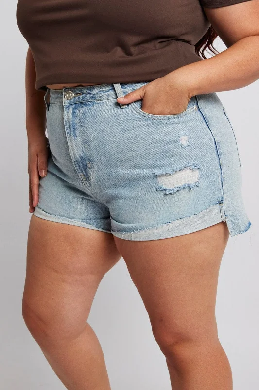 Women's Charming Outfit For Events Unbeatable Prices Denim Relaxed Shorts High Rise Distressed Hem