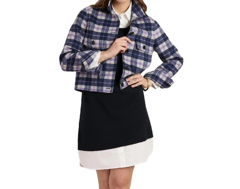 Women's Vacation Clothes Seasonal Style Discounts Mallory Plaid Jacket In Navy