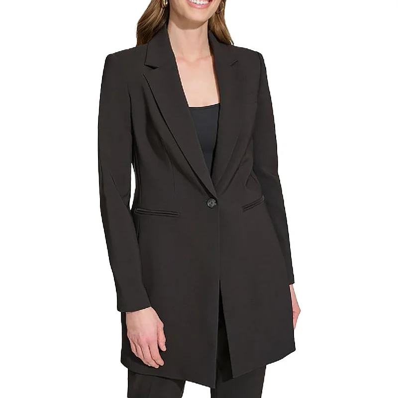 Women's Apparel And Garments Fashion-Forward Womens Solid Polyester One-Button Blazer