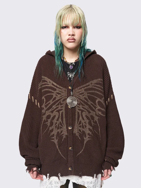 Modern Women's Clothes Save Big Flutterby Hooded Knit Cardigan