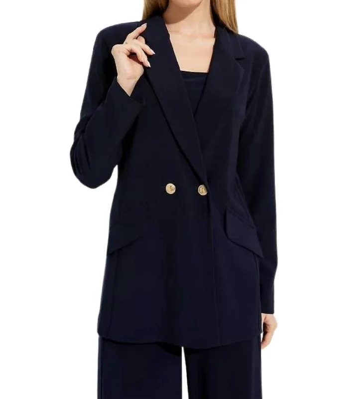 Casual Chic Women's Clothes Final Sale Double Breasted Blazer In Midnight Blue