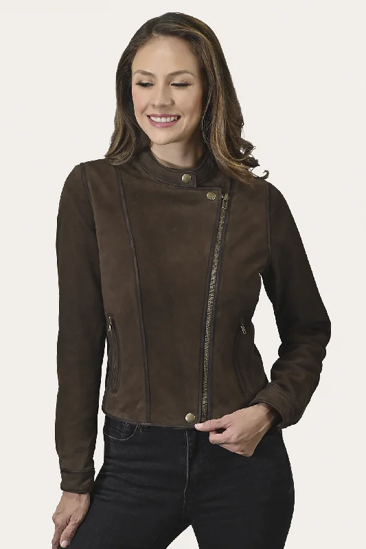 Women's Outerwear Apparel Graceful Movement Biker-racer Leather Jacket