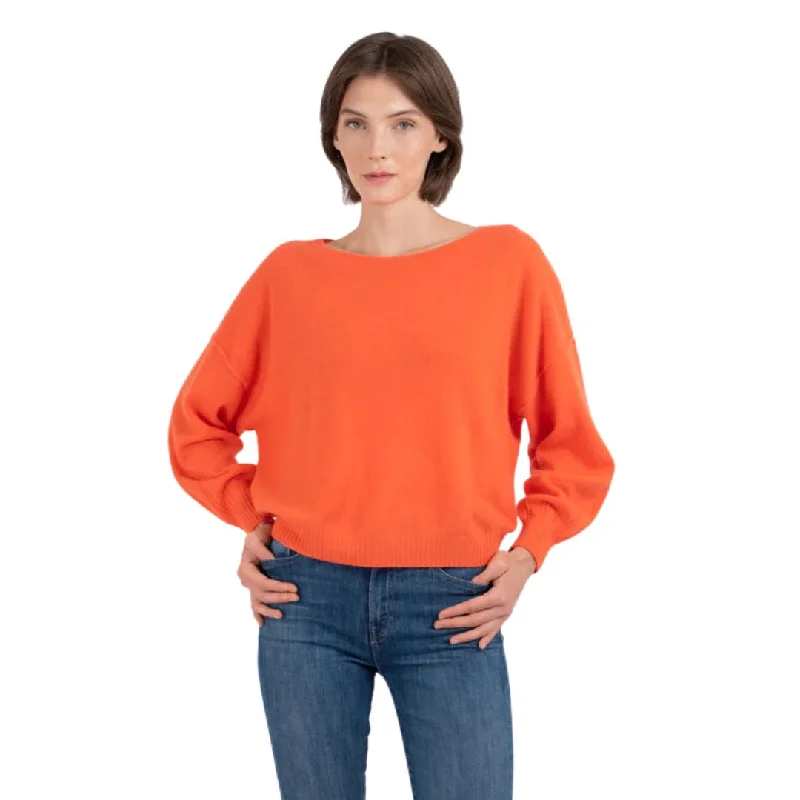 Women's Vintage-Inspired Outfit Feminine Allure Abby Balloon Sweater (Papaya)