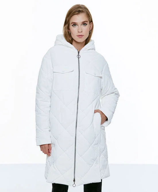 Comfortable Women's Attire Vibrant Femme Fashion Access White Puff Quilted Jacket