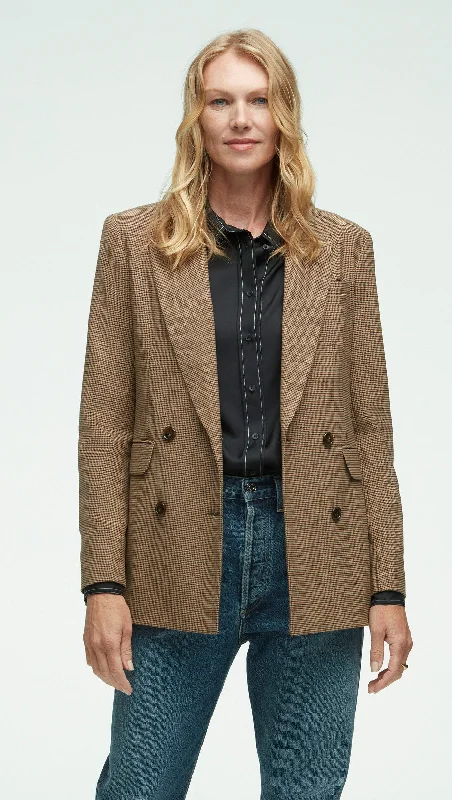 Women's Casual Wear Clothing Buy More, Save More Double-Breasted Blazer in Stretch Wool | Brown Houndstooth