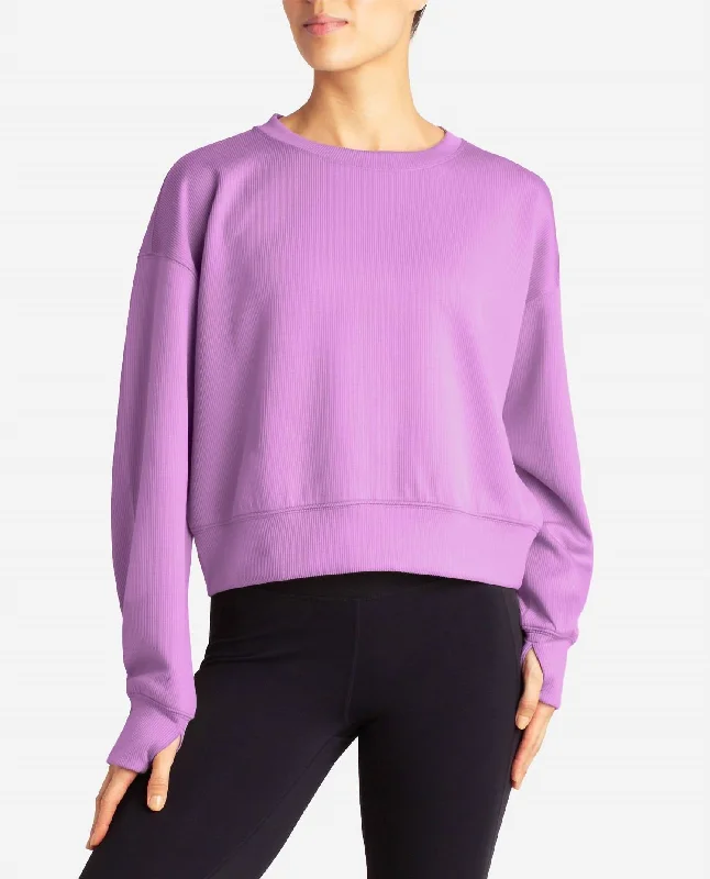 Women's Holiday Clothing Final Clearance Scuba Rib Luxury Sweatshirt In Orchid