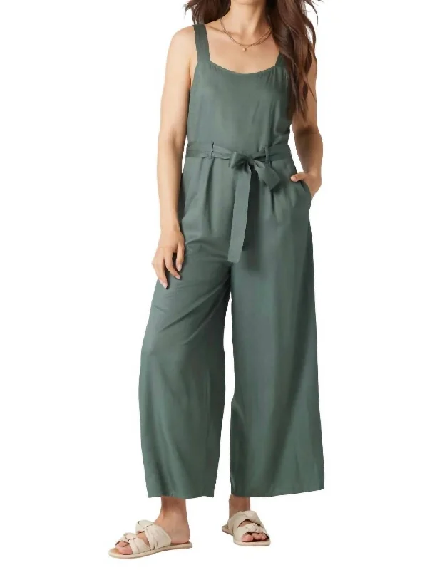 Women's Work Outfit Break Fashion Norms Belted Jumpsuit In Green