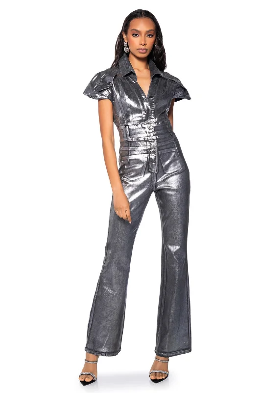 Timeless Women's Apparel Seasonal Trend SHE'S ALL THAT METALLIC JUMPSUIT