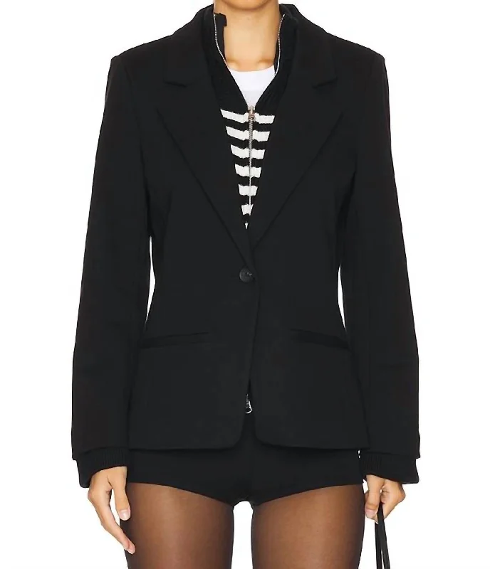 Women's Comfortable Clothes For Weekends Sustainable Fashion Extravaganza Avalon Turtleneck Dickie Blazer In Black