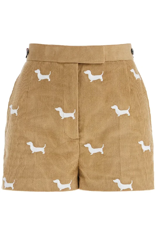 Women's Plus-Size Garments Effortless Style Thom e Women's  Corduroy Shorts With  Dog Pattern