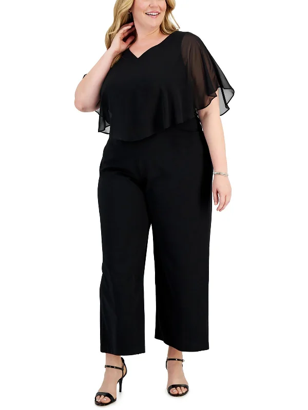 Women's Everyday Garments Minimalist Elegant Plus Womens Overlay Solid Jumpsuit