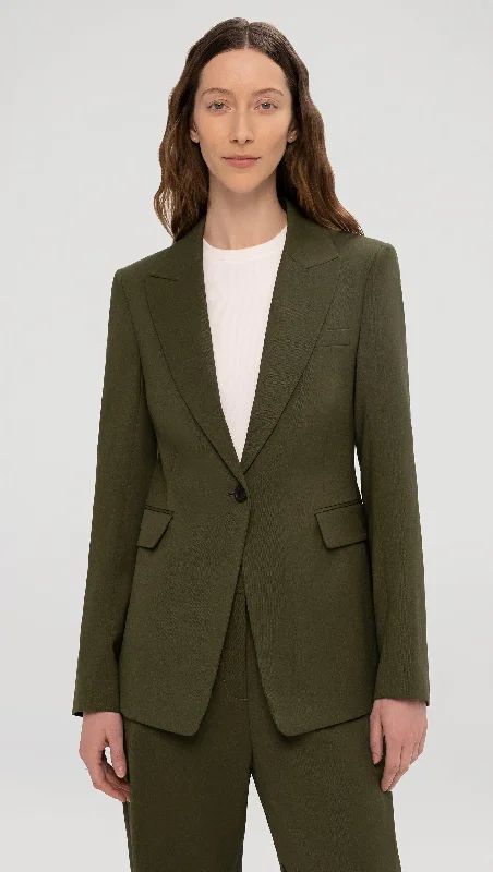 Women's Clothes And Garments Great Prices On Feminine Styles Single Button Blazer in Seasonless Wool | Olive