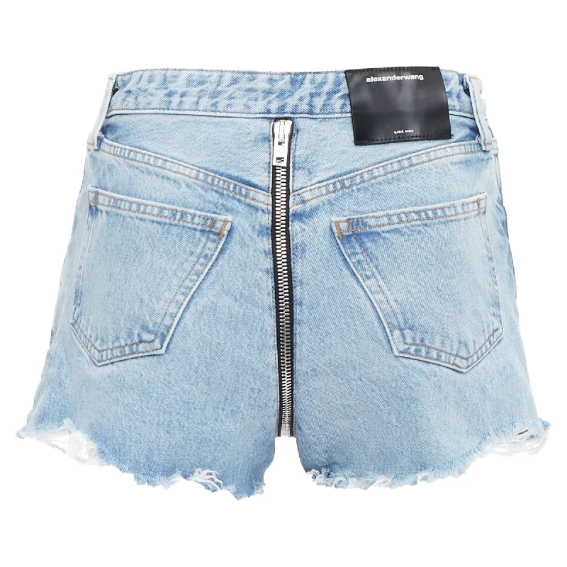 Women's Plus-Size Clothes Save On Classic Elegant Styles Alexander Wang Bite Zip Washed Denim Hot Pants Shorts