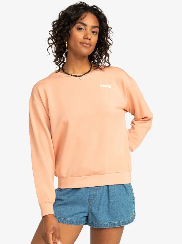 Stylish Clothes For Women Sophisticated Fashion Surfing By Moonlight Crew Neck Sweatshirt - Dusty Coral