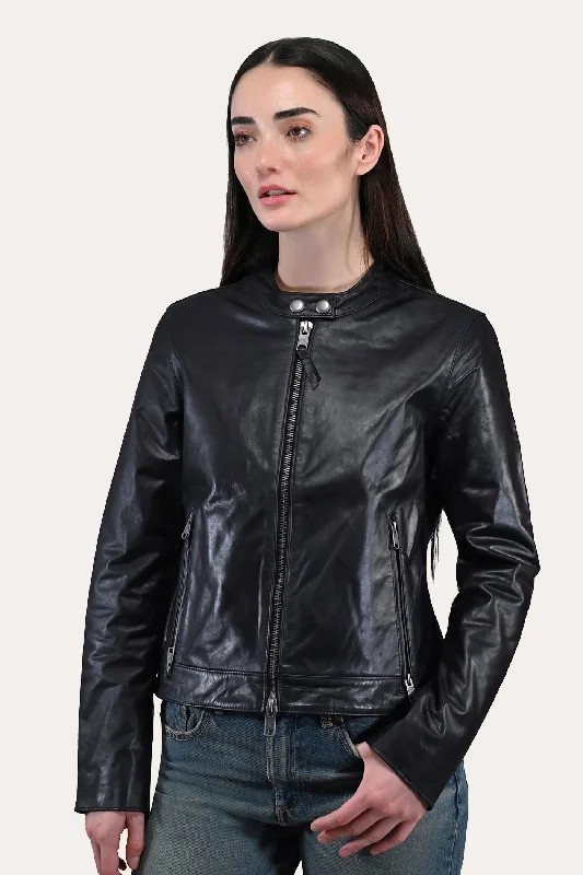 Women's Workout Garments Subtle Sophistication Frye Tobacco Cafe Racer Jacket