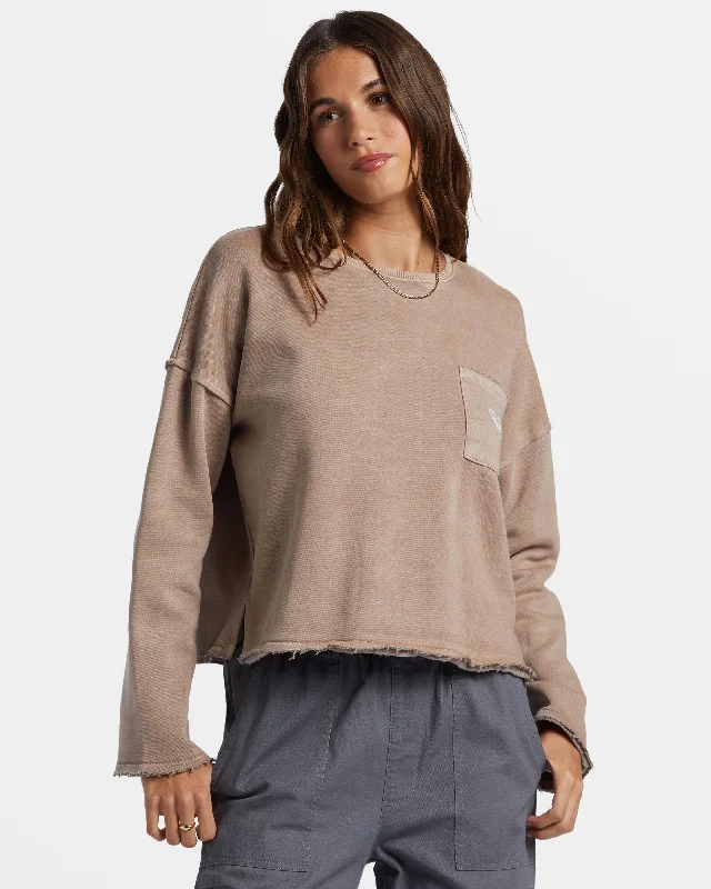 Women's Outerwear Attire Fashion Forward Femme Doheny Crew Neck Sweatshirt - Root Beer