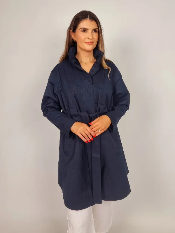 Women's Date Night Outfit Fashion-Forward Outfits BRGN Monsun Dark Navy Monsun Coat